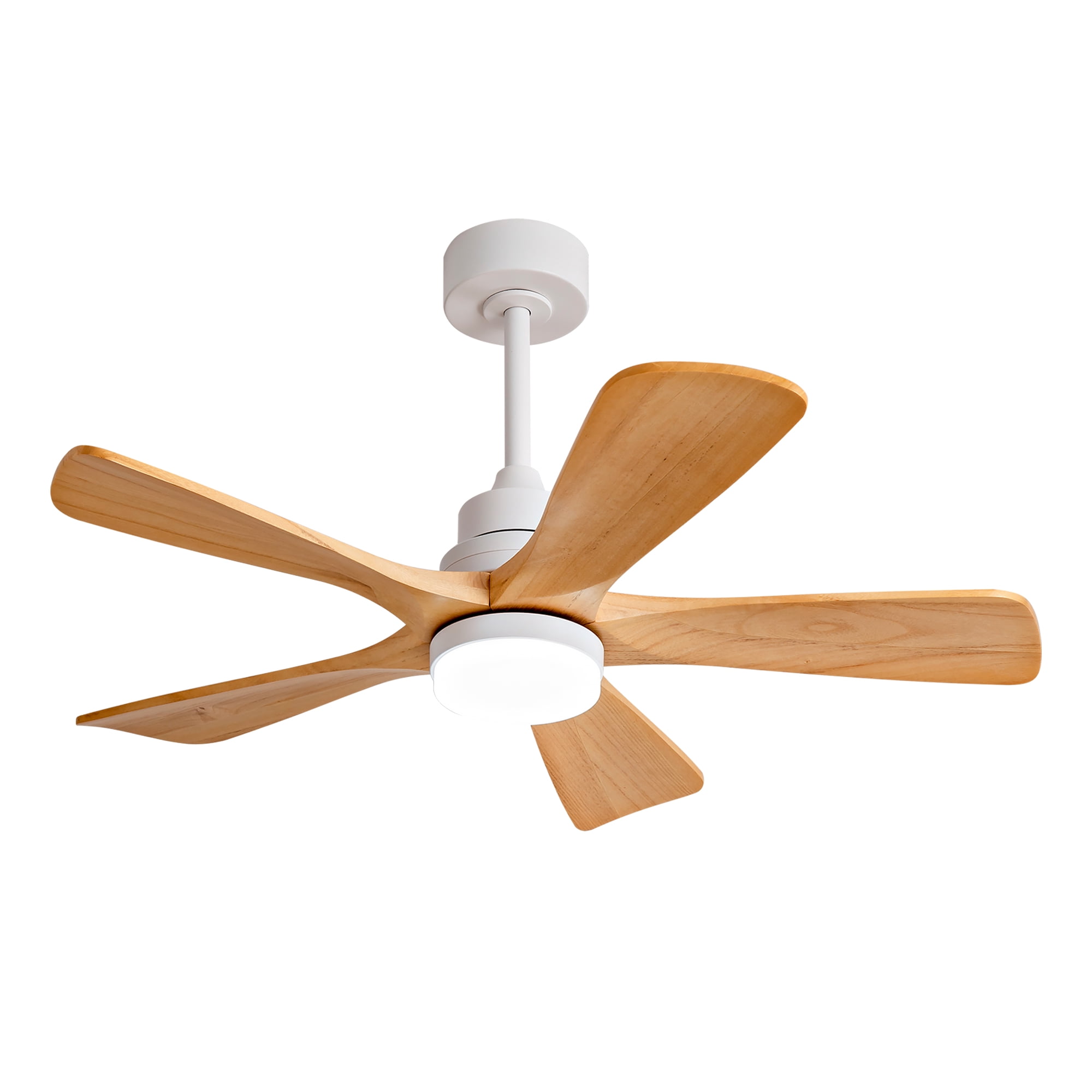 Modern 42 inch Oak Ceiling Fan with Light & Remote, Solid Wood