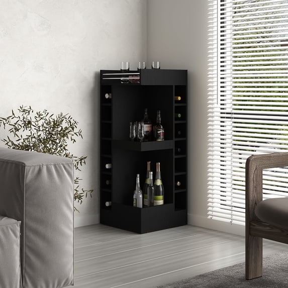 Modern 46" Corner Storage | Store Bar Tools and Bottles | Particle Board Material | Make Storage Simple