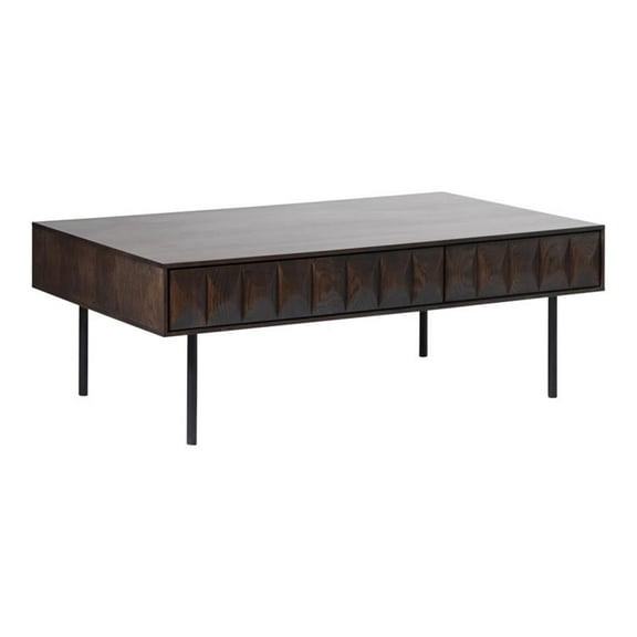Modern 46-inch Wide 2-Drawer Coffee Table - Espresso Oak