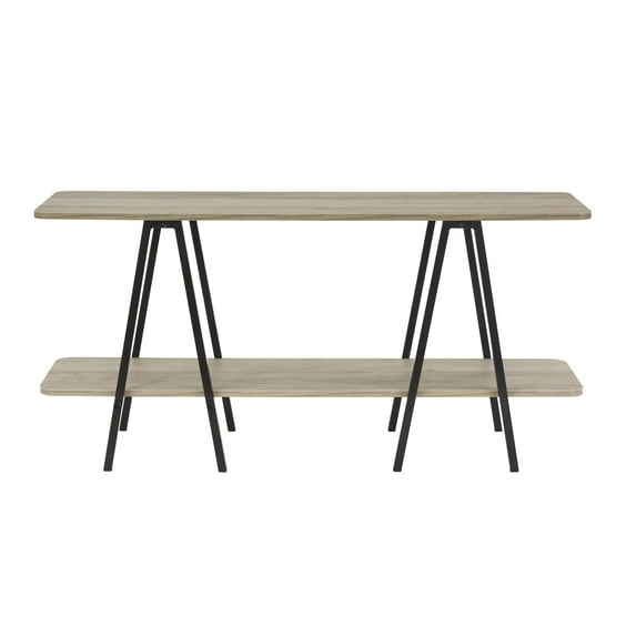 Modern 47.24 Inch Console Table With 2 Open Shelves For Living Room And Home Office In Rustic Grey