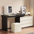 thumbnail image 1 of NessCarsti Modern Extendable Vanity Desk Set with Mirror & Jewelry Organizer, Black/Beige, 1 of 5