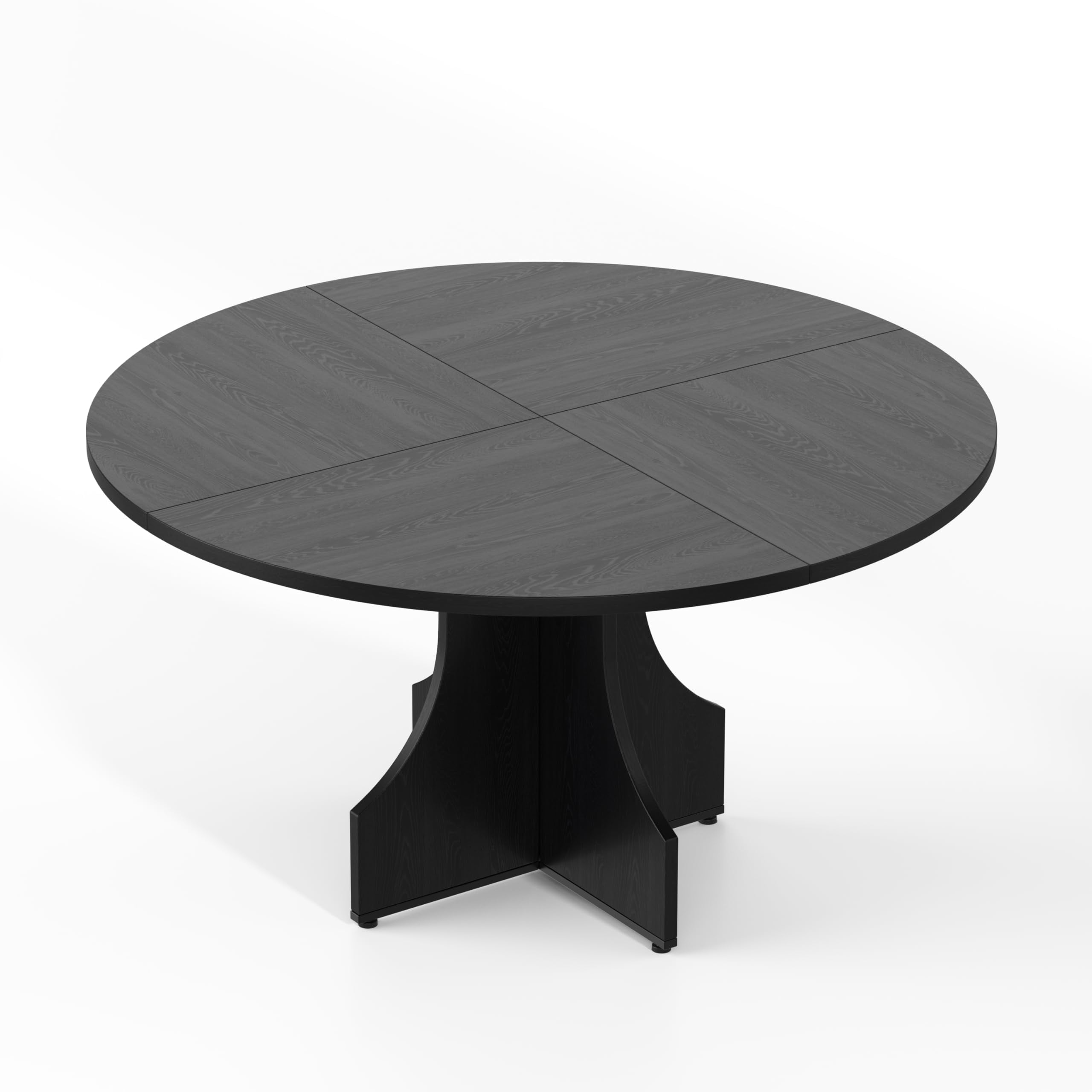 Modern 47-Inch Round Dining Table for 4-6 People with Storage Shelf ...