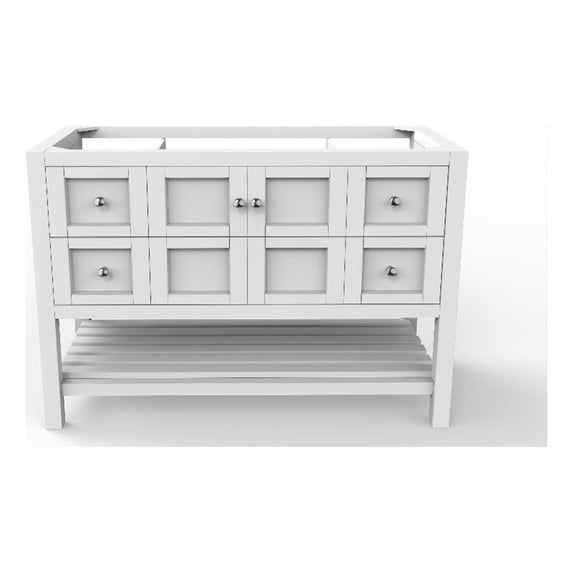 Modern 48" Alicia White Wood Vanity Base with Chrome Handles