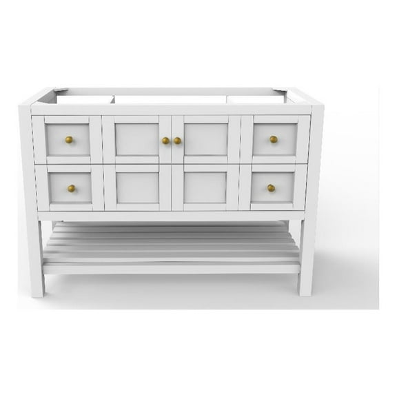 Modern 48" Alicia White Wood Vanity Base with Gold Handles