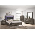 thumbnail image 1 of Modern 4Pc LED Light Upholstered Queen Size Bed Dresser Mirror Nightstand Set Master Bedroom Furniture Set Brown Finish, 1 of 5