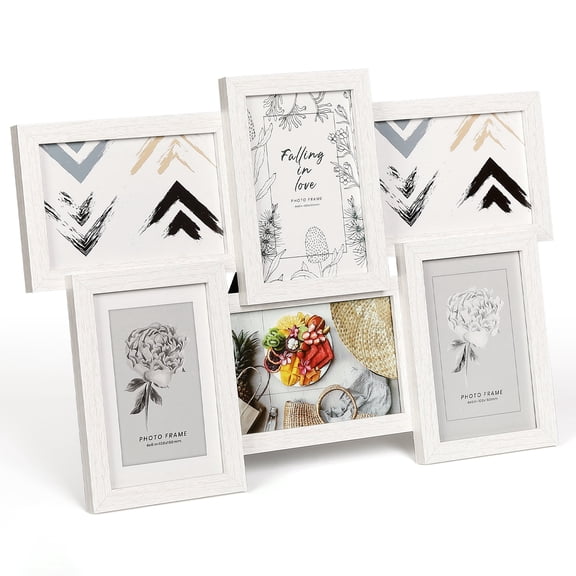 Modern 4x6 Picture Frame Set – Collage Wall Decor with Glass Front – Perfect for Family Photos, Weddings, or Artwork – Set of 6 Photo Frames – White Color