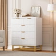 thumbnail image 1 of Modern 5-Drawer Dresser with Gold Metal Legs, White Stylish Storage Chest for Bedroom, Closet or Living Room, 1 of 6