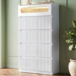 FUSUNBAO 5-Drawer Dresser with LED Lights & Glass Top, Modern Wood Storage Chest.
