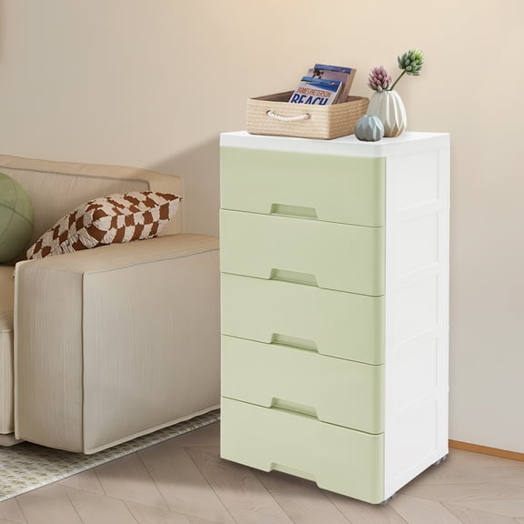 Modern 5-Drawer Storage Cabinet, Eco-Friendly PP Material, Space-Saving, Easy Assembly, Multi-Purpose Organizer for Bedroom, Living Room, or Nursery
