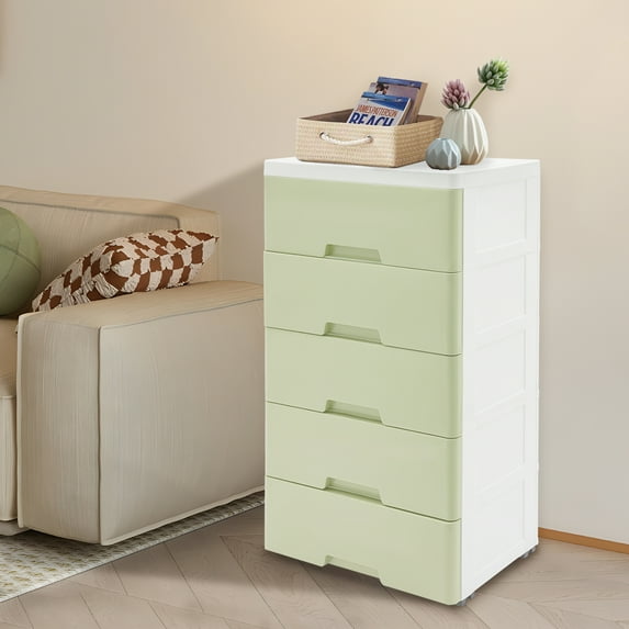 Modern 5-Drawer Storage Cabinet, Eco-Friendly PP Material, Space-Saving, Easy Assembly, Multi-Purpose Organizer for Bedroom, Living Room, or Nursery
