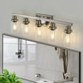 thumbnail image 1 of Modern 5-Light Bathroom Vanity Lighting Fixture - Brushed Nickel Finish with Clear Glass Shade Design, Ideal for Bathroom Mirror, Dressing Room and Vanity Area (Bulbs Not Included), 1 of 9