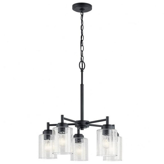 Modern 5-Light Downlight Chandelier with L with Clear Seeded Glass Shade 19.75 inches W X 16 inches H-Black Finish Bailey Street Home 147-Bel-4187325