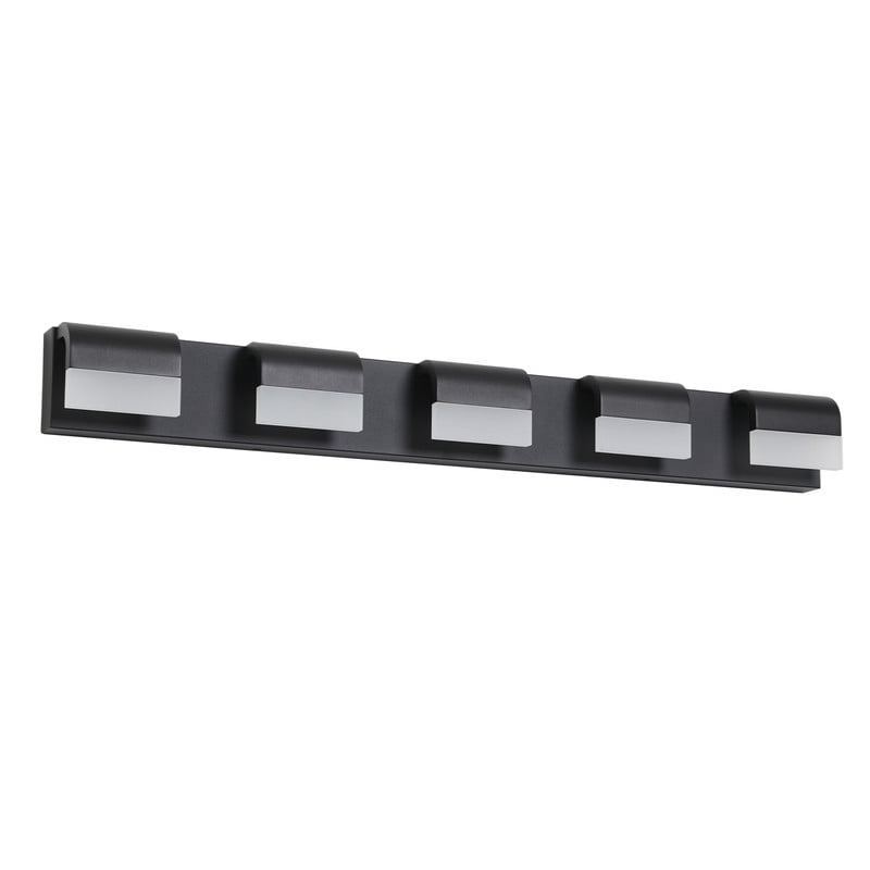 Modern 5-Light LED Vanity Light, Black Bathroom Light Fixtures Over Mirror with Acrylic Shades, Dimmable Wall-Mounted Bathroom Vanity Lighting for Bathroom, Bedroom, Powder Room