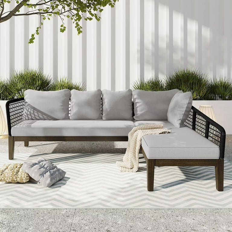 Modern Patio Furniture Set 5-Piece L-Shaped Outdoor Sectionals