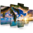 thumbnail image 1 of Modern 5 Piece Framed Giclee Canvas Prints - Blue Beach Landscape Blue Paintings on Canvas Wall Art Canvas Print Frame Picture Painting (B-5pcs,40"x20"), 1 of 6