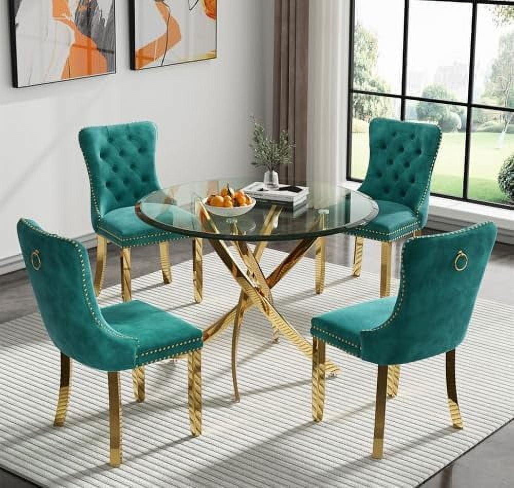 Modern 5Piece Round Glass Dining Table Set for 4, 36" Circle Dining