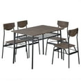 thumbnail image 1 of Modern 5 Pieces Dining Room Set, Seizeen White Dining Table Set for 4 with Storage Table & 4 Wood Top Chairs, Kitchen Breakfast Nook Set Bar Table Set for Small Space, Brown, 1 of 16