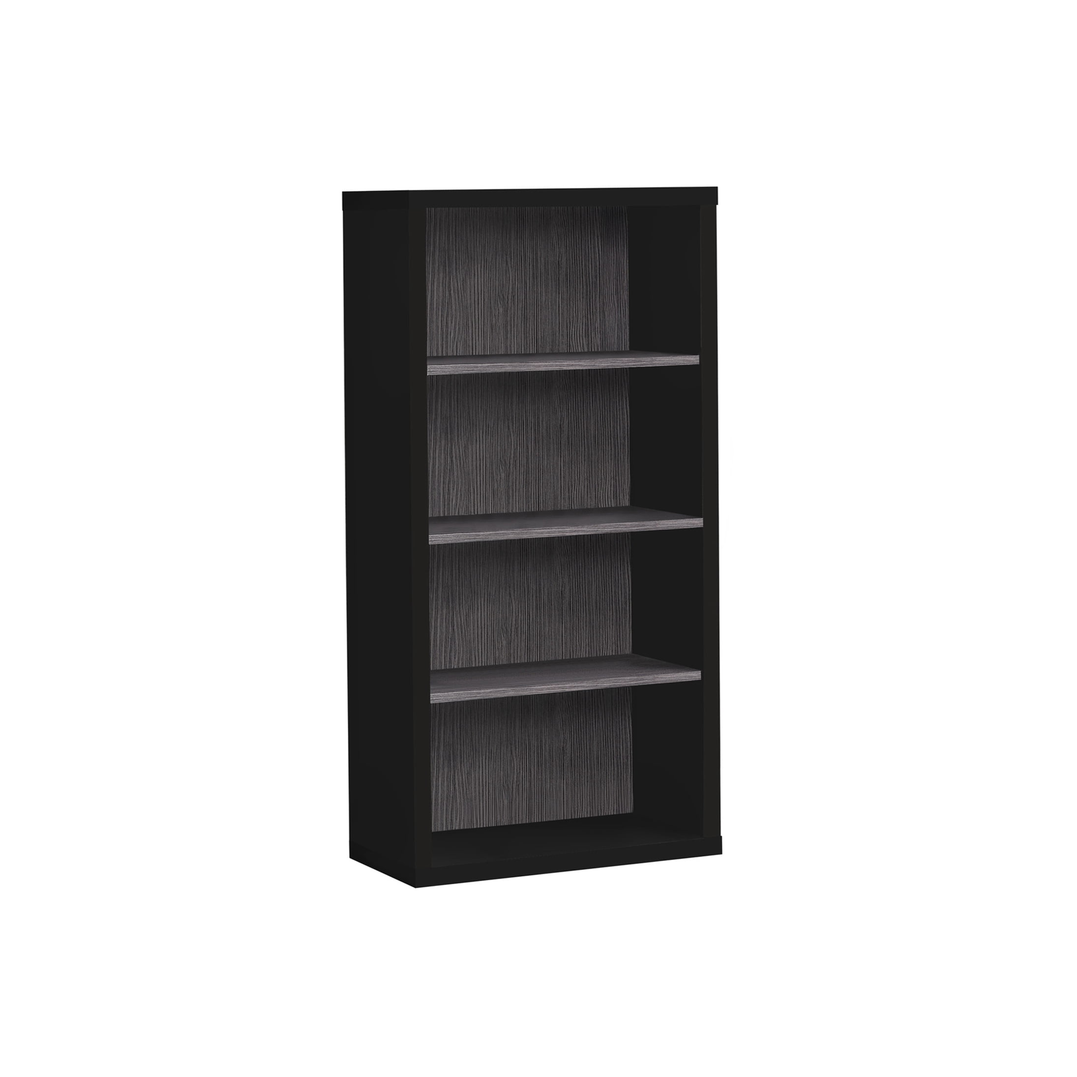 Modern 5-Tier Bookshelf with Adjustable Shelves, Black & Grey Laminate Bookcase for Living Room, Office, Bedroom Storage