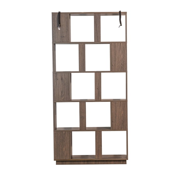 Modern 5-Tier Open Bookcase,Dark Brown, 31.5" Free Combination Display Shelves