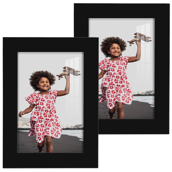 Modern 5 in. x 7 in. Black Picture Frame (Set of 2)