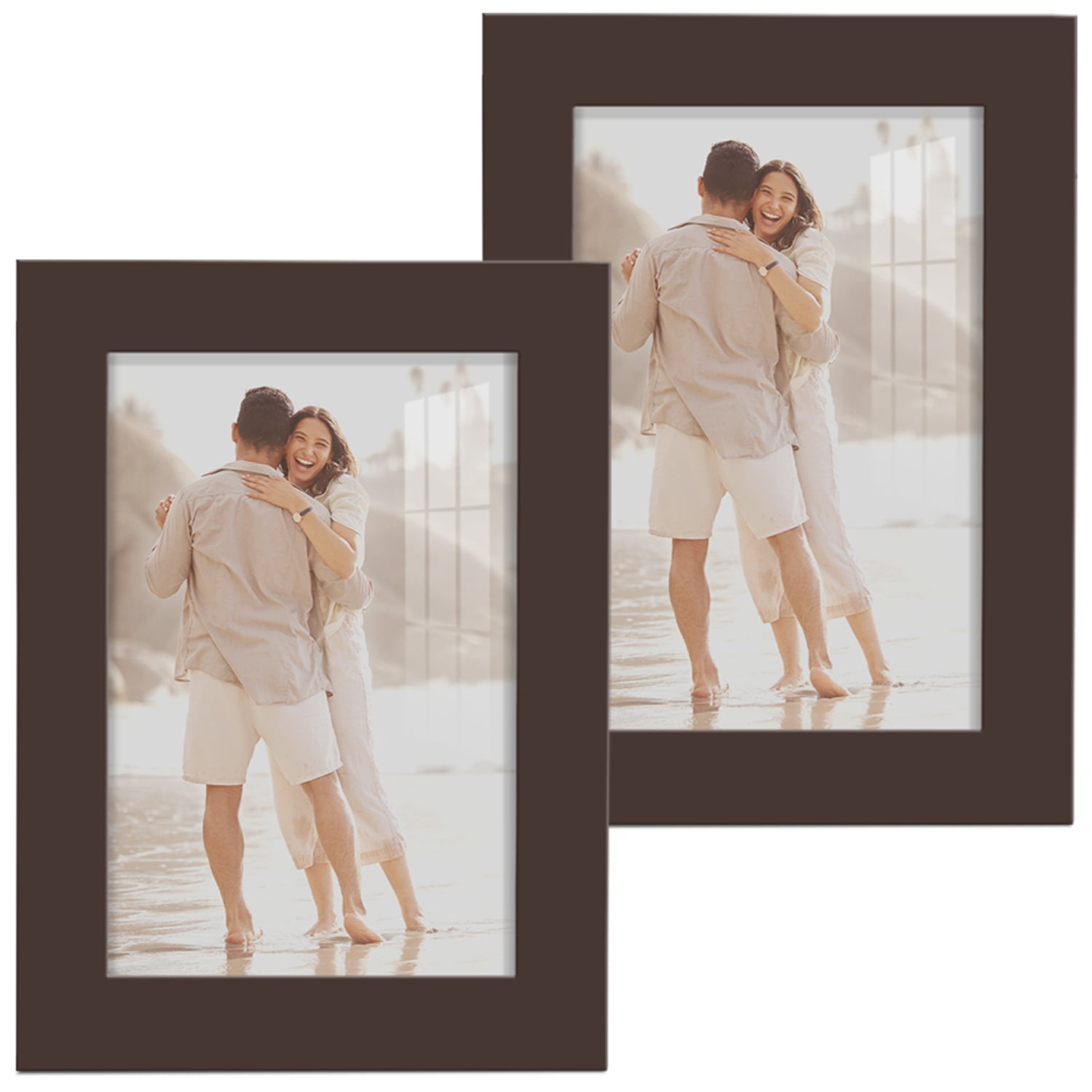 Modern 5 in. x 7 in. Brown Picture Frame (Set of 2)
