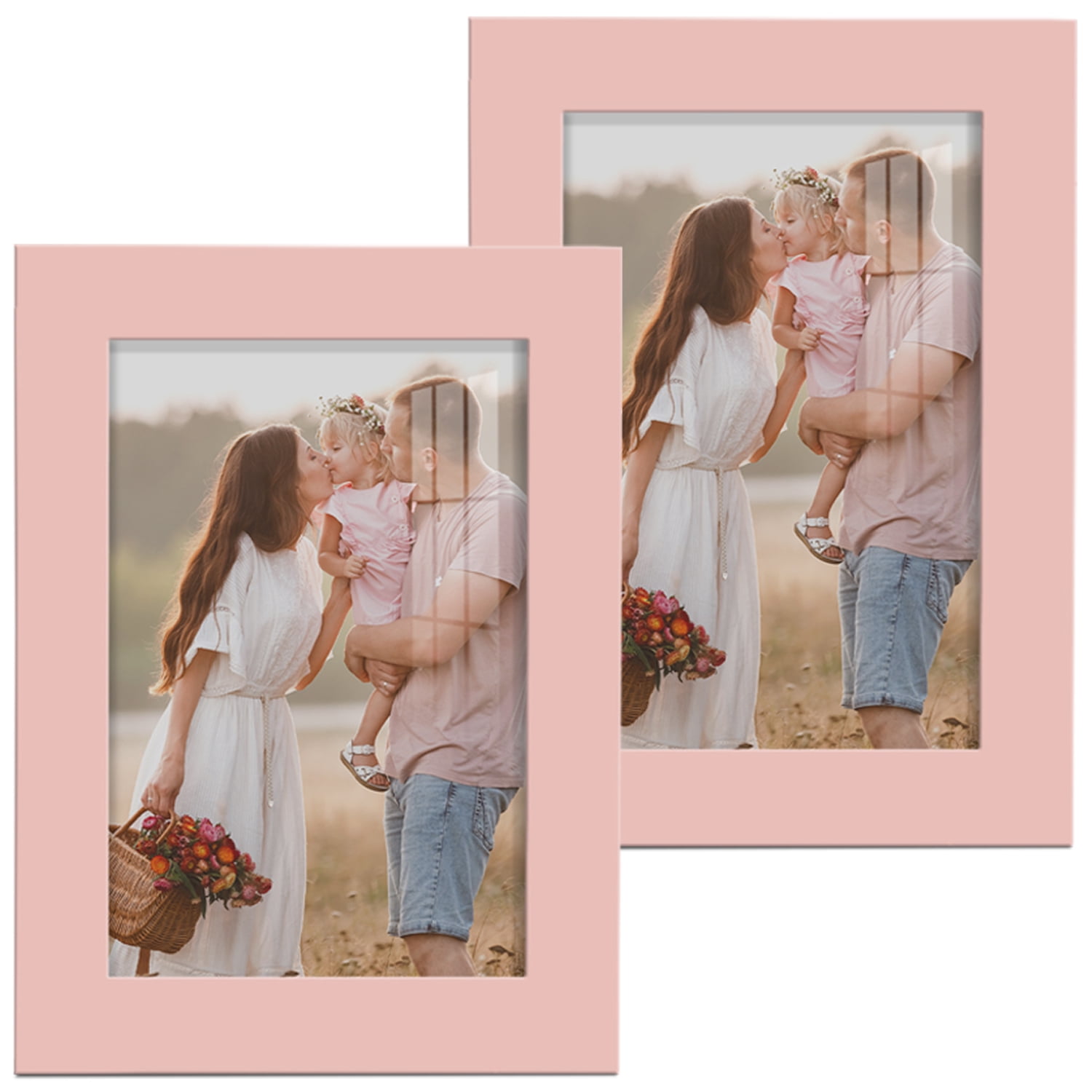 Modern 5 in. x 7 in. Pink Picture Frame (Set of 2)