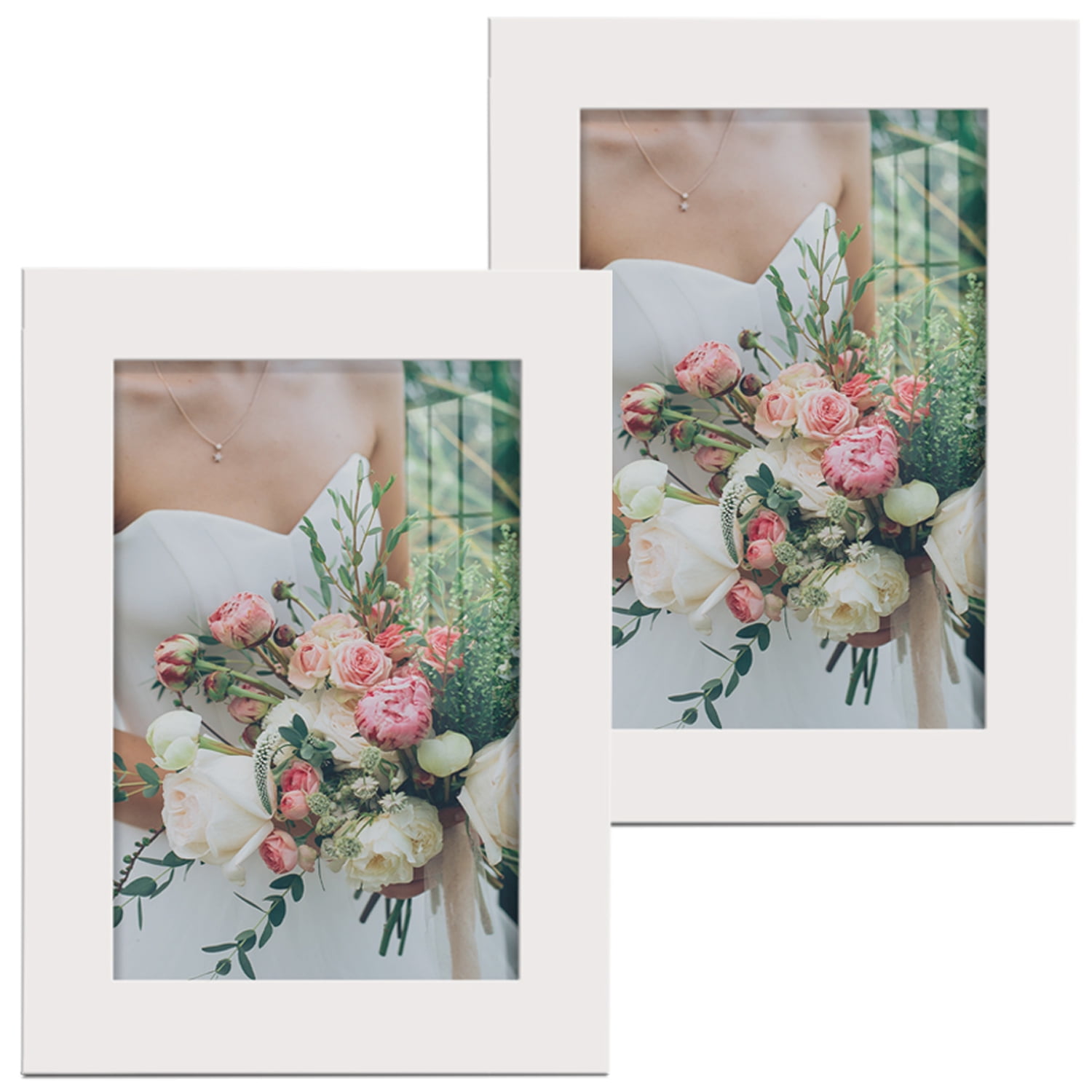 Modern 5 in. x 7 in. White Picture Frame (Set of 2)