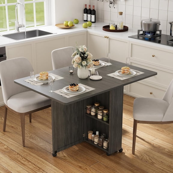 Modern 51" Folding Dining Table, Space-Saving Rectangular Kitchen Table for Apartments, and Breakfast Nooks