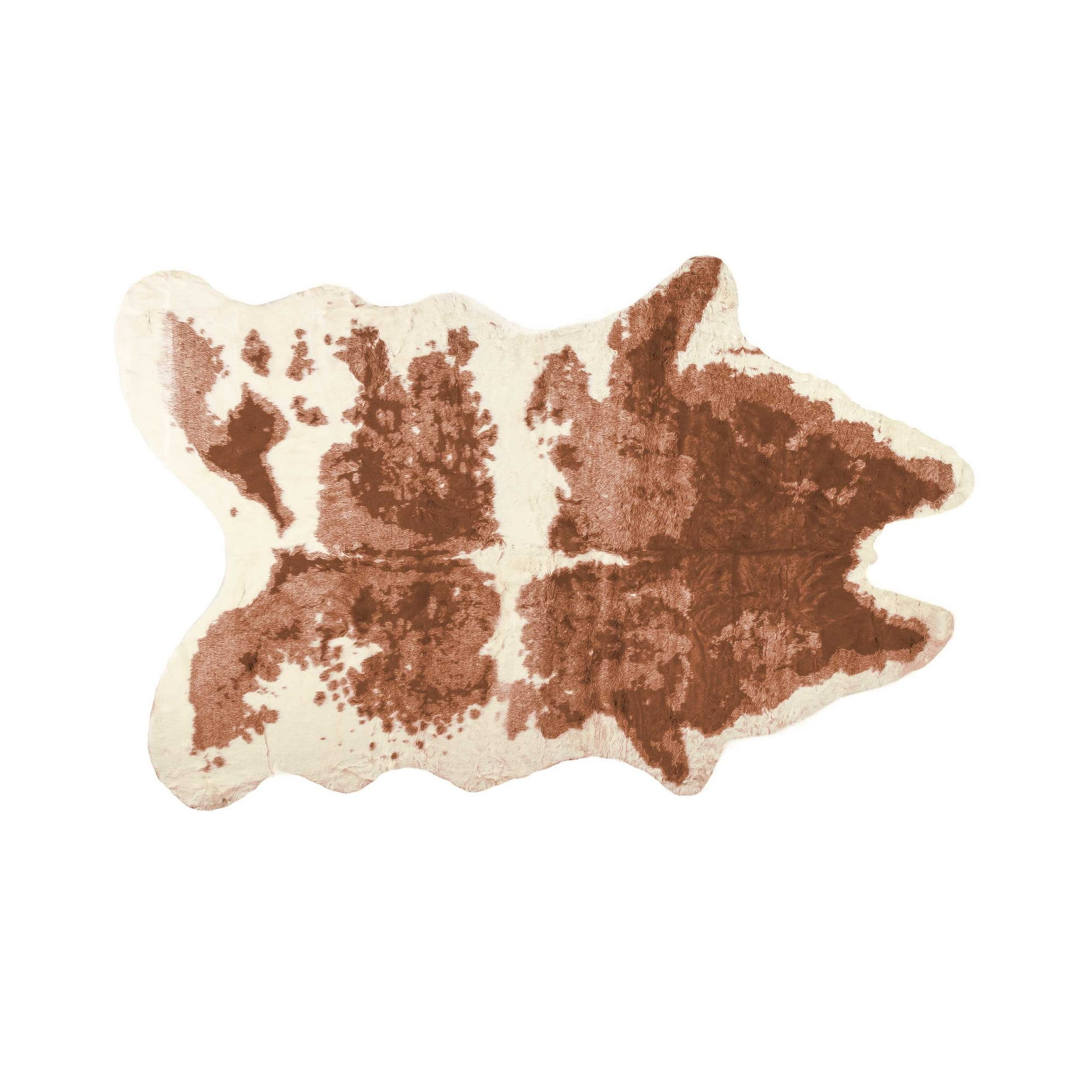 51" x 60" Brown and Ivory Faux Cowhide Area Rug