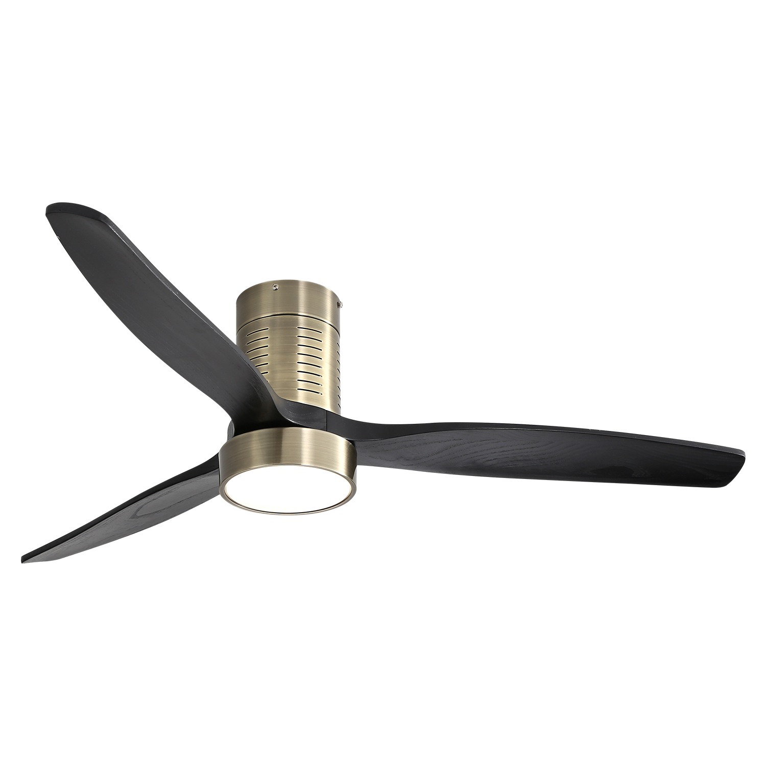 Modern 52Inch Indoor Flush Mount Ceiling Fan with 3 Solid Wood Blades