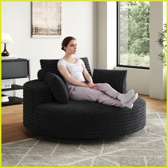Modern 55'' Corduroy Chenille Single Swivel Chair - Plush Sleeper for Living Room, Bedroom & Lounge