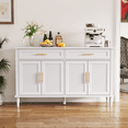 thumbnail image 1 of ZOSQUARE Modern 58" Sideboard Cabinet with 4 Slatted Doors and 2 Drawers, White Storage Cabinet with Gold Handles, Credenza Entryway Accent Table for Living Room, 1 of 6