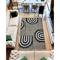 Modern 5D Shaggy Abstract Geometric Rug for Living Room Bedroom Design 6412 (8x10 (7'8"x10'8"),Grey)