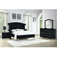 thumbnail image 1 of Modern 5Pc King Size Bed Dresser Mirror Nightstand Set Master Bedroom Furniture Black Velvet, 1 of 5