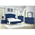 thumbnail image 1 of Modern 5Pc Queen Size Bed Dresser Mirror Nightstand Set Master Bedroom Furniture Blue Velvet, 1 of 5