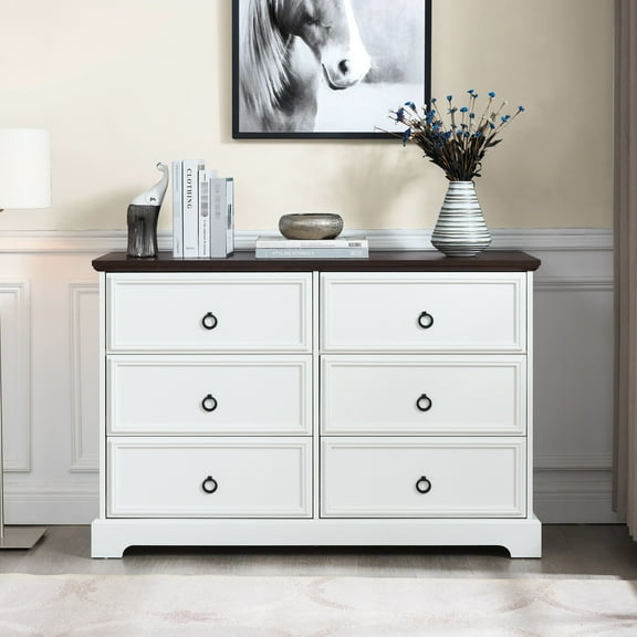 Modern 6 Bedroom Furniture - White With Spacious Compartments Dresser Design Expansive Drawers And Rustic Flair