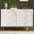 thumbnail image 1 of Modern 6-Drawer Dining Cabinet, Storage Sideboard with Metal Legs, Buffet for Kitchen/Living Room, Large Capacity, Cream White, 1 of 8