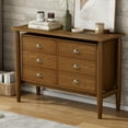 thumbnail image 1 of Modern 6-Drawer Double Dresser Storage Cabinet Mid Century Storage Organizer Closet for Living Room Bedroom Walnut, 1 of 6