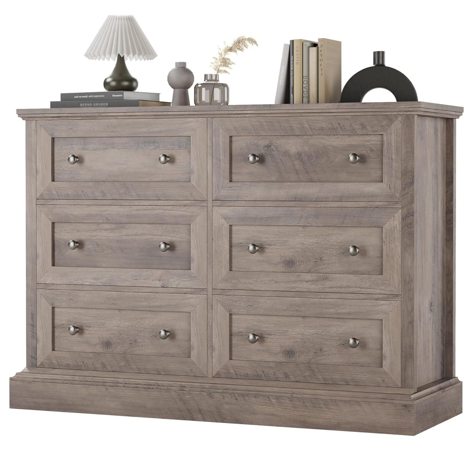 Modern 6 Drawer Double Dresser, Wood Dresser Chest, Wide Chest of