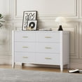 thumbnail image 1 of Modern 6 Drawer Dresser for Bedroom with Vertical Stripe Finish Drawer, Wood Dressers Chests of Drawers with Metal Handle for Living Room Hallway, White, 1 of 14