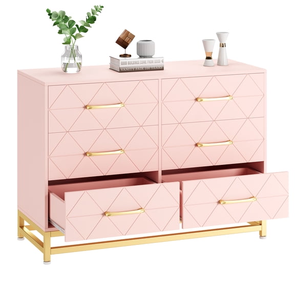 Modern 6-Drawer Dresser with Metal Legs, Multi-Functional Storage for Bedroom, Closet or TV Stand (39.4"W x 28.8"H)