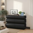 thumbnail image 1 of Modern 6-Drawer Dresser with No-Handle Sliding Design, Black MDF Chest for Bedroom/Living Room Storage - Reinforced Rails & Anti-Tip Safety, 1 of 9