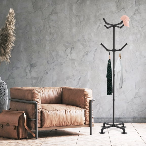 Modern 6-Hook Hats Hanger Floor Standing Coat Rack Carbon Steel Clothing Rack