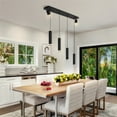 Modern 6 Light Black Kitchen Island Linear LED Pendant Light Fixtures