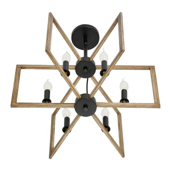 Modern 6-Light Chandelier, Adjustable Height Ceiling Light, Metal Fixture for Dining Room, Bedroom, Living Room
