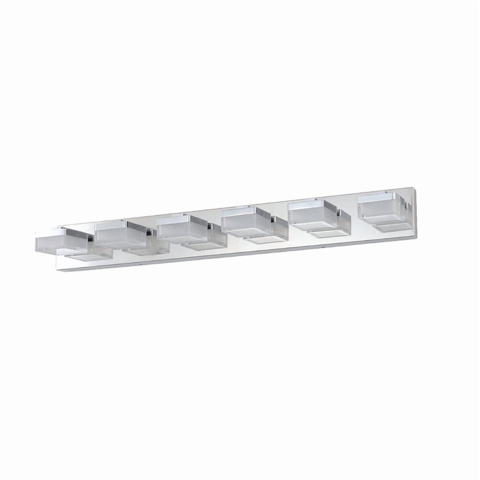Modern 6-Light Chrome LED Vanity Light with Acrylic Shades, Bathroom Wall Fixture Over Mirror for Makeup Table, Energy Efficient, Sleek Design, Easy to Install