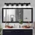 thumbnail image 1 of Modern 6-Light Matte Black LED Vanity Light Fixture with Crystal Glass Shades, Bathroom Wall Sconce for Elegant and Contemporary Home Decor, 1 of 9