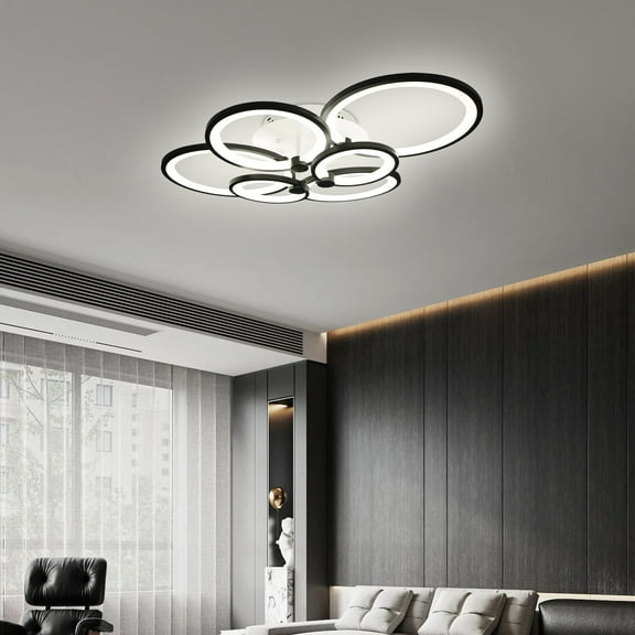 Modern 6-Light Ring Ceiling Lamp, 161.46-215.28ft Coverage, 5%-100% Dimmable for Office/Hotel : Tools & Home Improvement
