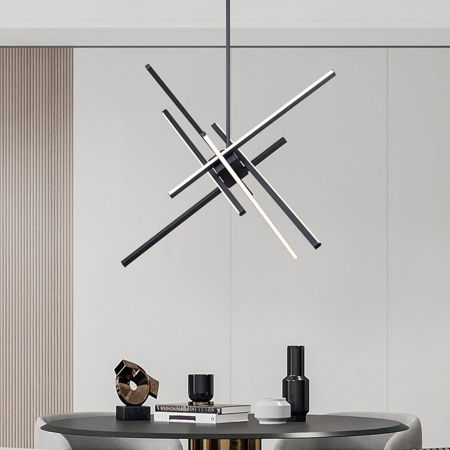 Black 35in Metal LED Sputnik Chandelier