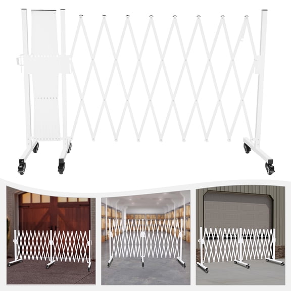 Modern 6 * Lockable Universal Wheels Diamond Shaped White Mobile Fence Gate for Shopping Malls